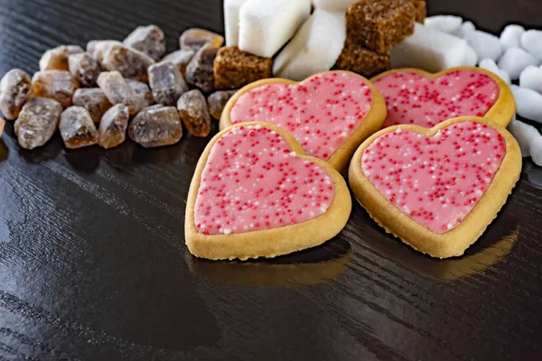 Heart cookies for a coffee with sweetness