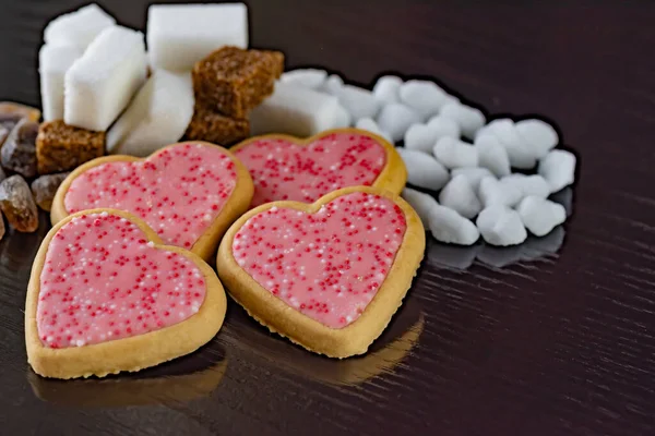 Heart cookies for a coffee with sweetness