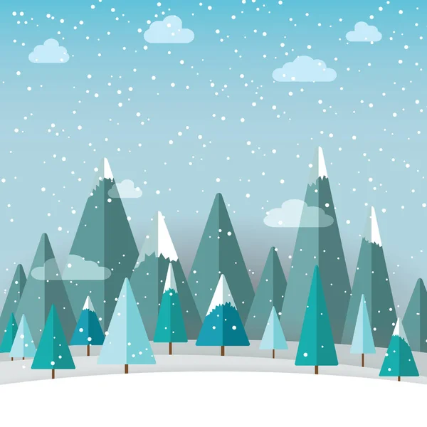 Winterlandschaft Mit Weihnachtsbäumen Und Schnee Himmel Schöne Winterlandschaft Hintergrund — Stockvektor