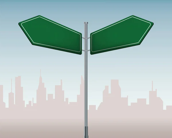 Пустой Зеленый Дорожный Знак Расположен Перекрестке Столице Дорожный Знак — стоковый вектор