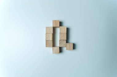 Letter Q from wooden dice White Background