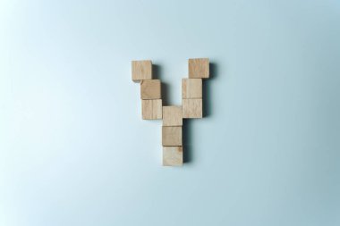 Letter Y from wooden dice White Background