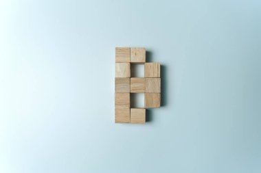 Letter B from wooden dice White Background