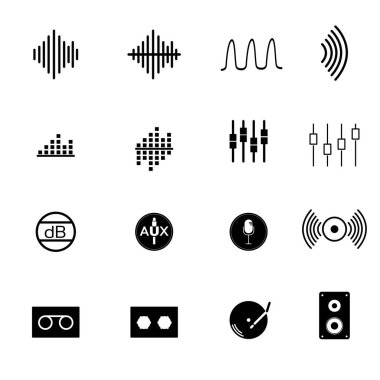 Media Icons Set Vector. Includes Music Bass Speakers And More