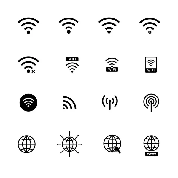 Wireless Wifi Www Vector Icon Set — Stockový vektor