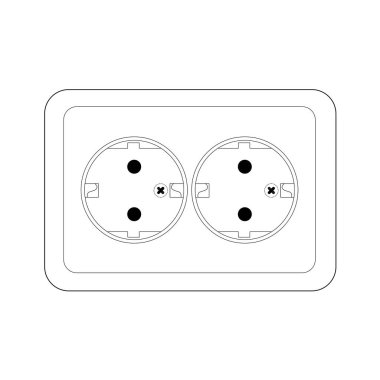 220 EU Plug Double Socket, Outline style Vector illustration