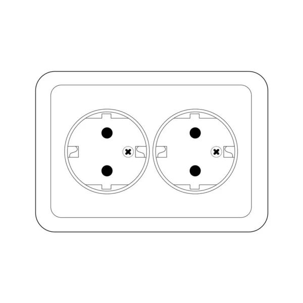 220 Plug Double Socket Outline Style Vector Illustration — Vettoriale Stock