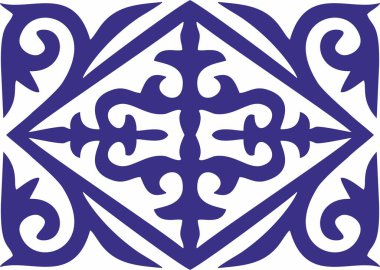 Geleneksel Kırgız tarzında geleneksel süsler. Kırgız 'ın eski göçebelerinin soyut Asya Etnik ulusal modeli, Kazaklar. Orta Asya 'nın dekorasyonu, el yapımı keçeli halı, yurtlar için süsleme.