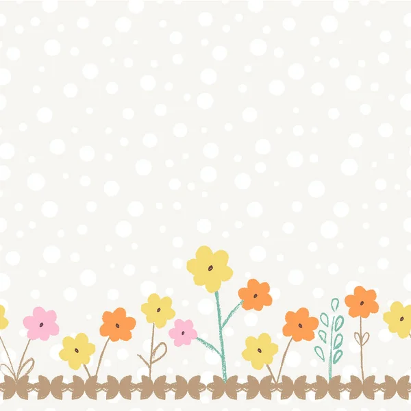 Cute Spring Flowers Vector Seamless Border Background — Stock Vector
