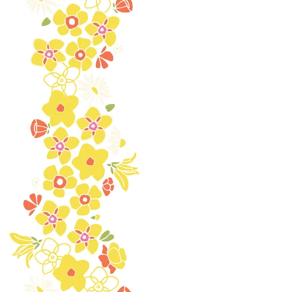 Bordure Verticale Sans Couture Vecteur Fleurs Jaunes — Image vectorielle