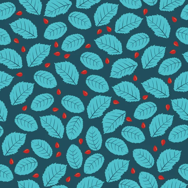 Green Leaves Seeds Vector Seamless Pattern — Vettoriale Stock