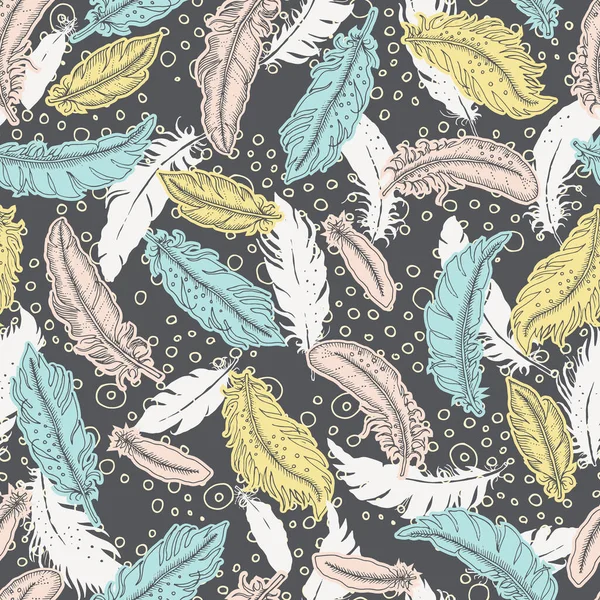 Pastel Çizilmiş Tüyler Vektör Kusursuz Desen