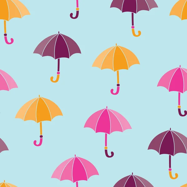 Roztomilý Zábavný Deštníky Vektor Bezešvé Vzor — Stockový vektor