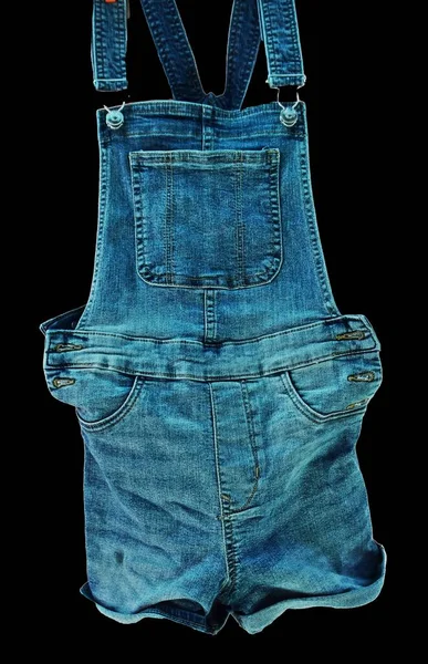 Close Woman Overall Short Blue Jean — Stock Photo, Image