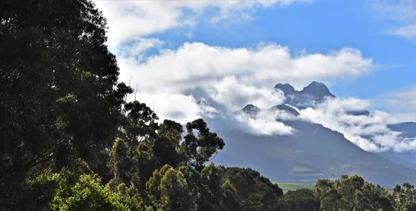 Landscape Cape Winelands Stellenbosch Mountains Background — Fotografia de Stock