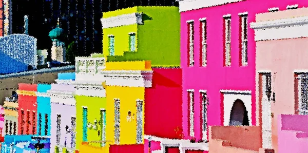 Крупный План Красочных Домов Каап Кейптауне — стоковое фото