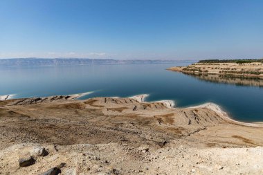 Dead Sea, Jordan, beach , summer, mountains , landscape, blue sky, salt, sand