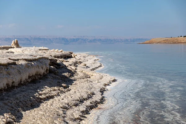 The salty shore of Dead Sea, salt crystals, salt bottom, Dead Sea Mud, there is no life , impossible to drown