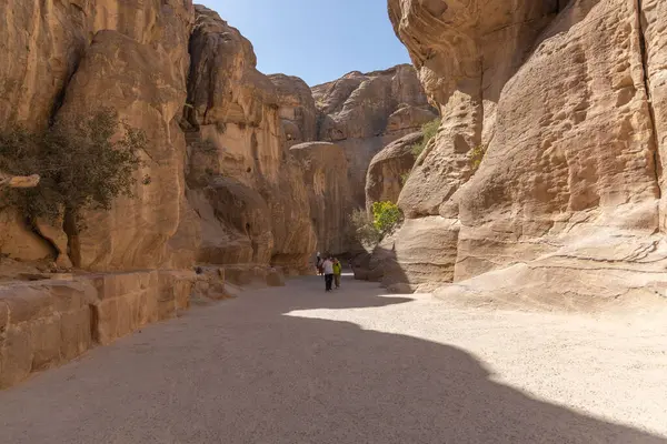 Viajar Entre Rocas Color Rojo Jordania Petra — Foto de Stock