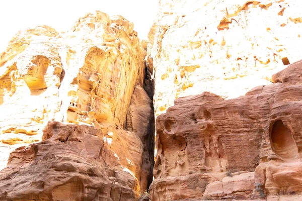 Viaggio Attraverso Strette Gole Giordania Petra — Foto Stock