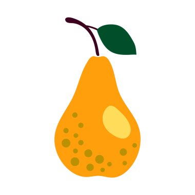 pear fruit vector flat illustration, icon, isolated, color drawing.  Flat Design  Of A pear On White Background.
