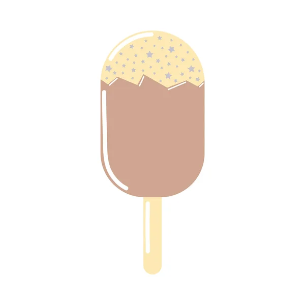 Шоколадное Мороженое Ручной Работы Звездами Плоском Стиле Клип Арт Белом — стоковый вектор