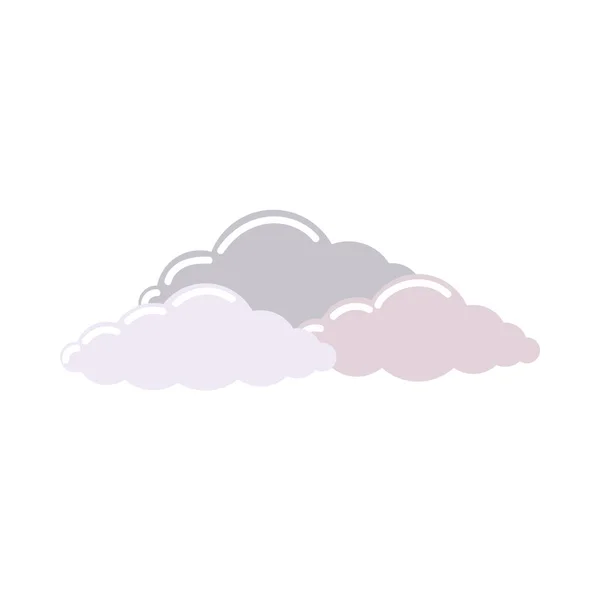 Handgezeichnete Dunkelblaue Hellblaue Und Rosa Wolken Flachen Stil Clip Art — Stockvektor