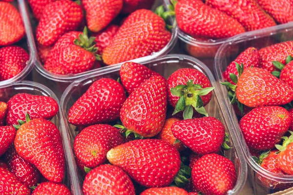 Strawberries in a basket at the market