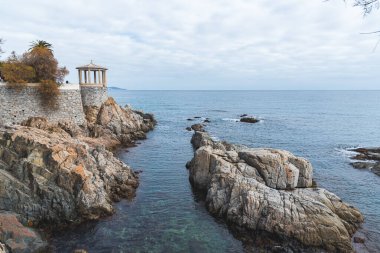 Grey morning sky at the Mediterranean Sea (Coastline of Costa Brava, Catalonia, Spain, S'Agaro)
