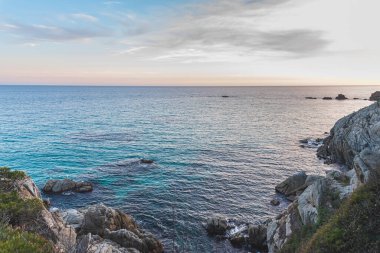 Sunset on the coastline of the Mediterranean Sea (Costa Brava, Catalonia, Spain)