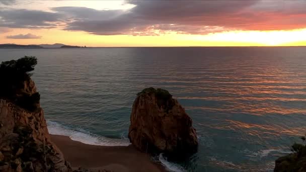 Picturesque Sunrise Mediterranean Sea Illa Roja Catalonia Spain — ストック動画