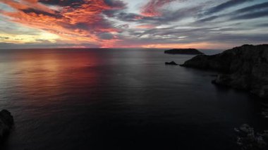 Dawn at the coastline of the Mediterranean Sea (Costa Brava, Illes Medes, Spain)
