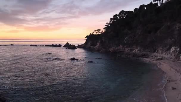 Amazing Sunrise Mediterranean Sea Esculls Canyet Spain Catalonia — ストック動画