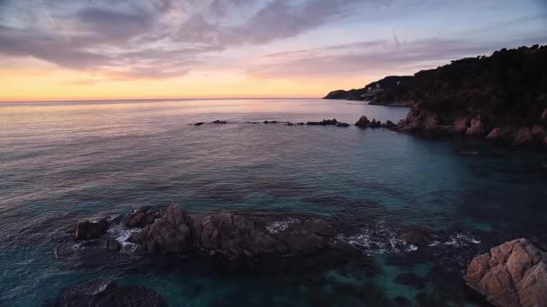 Sunrise Mediterranean Sea Esculls Canyet Spain Catalonia — Stok Video