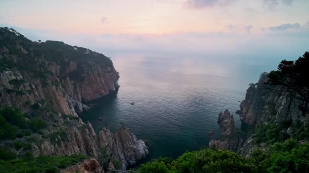 Sunrise Sea Costa Brava Mediterranean Sea Cala Tramadiu Spain — Stock video