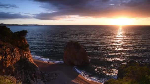 Picturesque Sunrise Mediterranean Sea Illa Roja Catalonia Spain — Stockvideo