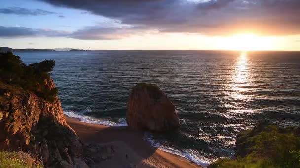 Picturesque Sunrise Mediterranean Sea Illa Roja Catalonia Spain — Stockvideo