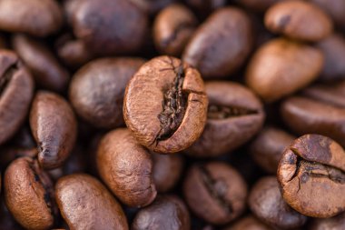 Yakın plan aromatik Arabika kahve çekirdekleri.