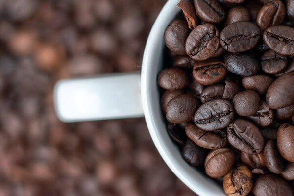 Close-up shot of aromatic Arabica coffee beans