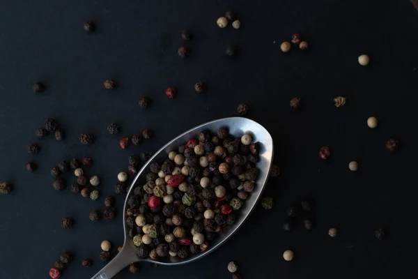 Various Colored Pepercorns Dark Background — Stok fotoğraf