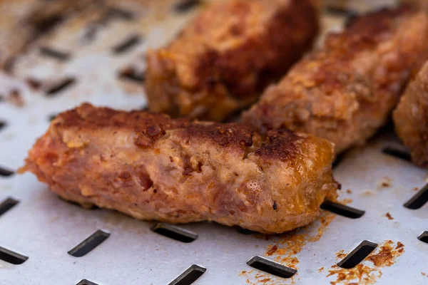 Comida Romena Tradicional Chamada Mici Que Consiste Rolos Carne Porco — Fotografia de Stock