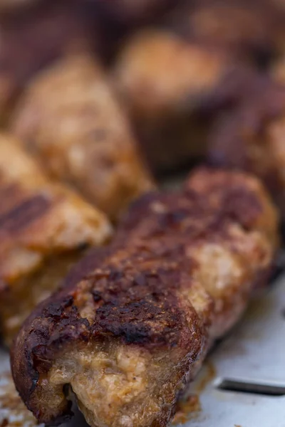 Traditional Romanian Food Called Mici Which Consist Pork Meat Rolls — Stock Photo, Image