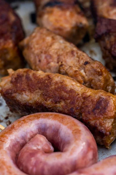 Comida Romena Tradicional Chamada Mici Que Consiste Rolos Carne Porco — Fotografia de Stock