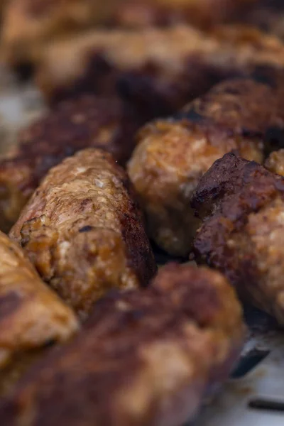 Traditional Romanian Food Called Mici Which Consist Pork Meat Rolls — Fotografia de Stock