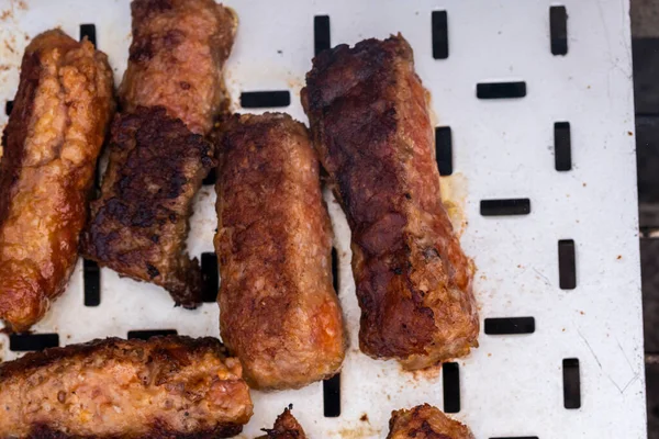 Traditional Romanian Food Called Mici Which Consist Pork Meat Rolls — 스톡 사진