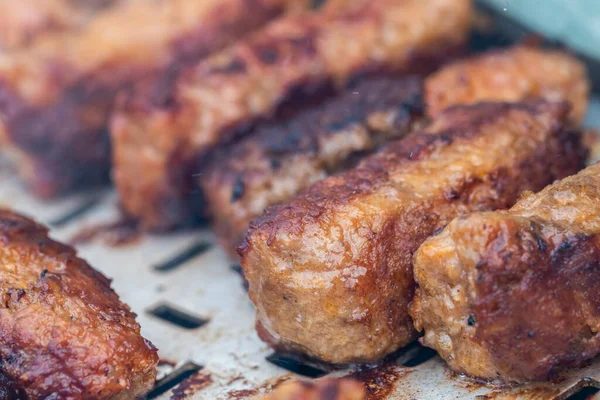 Comida Romena Tradicional Chamada Mici Que Consiste Rolos Carne Porco — Fotografia de Stock