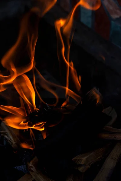 Közelkép Grillezéshez Használt Égő Fáról Faszénről — Stock Fotó