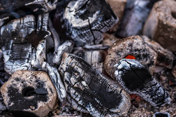 Primer Plano Quema Madera Carbón Usado Para Barbacoa — Foto de Stock