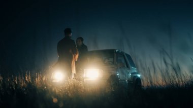 Storytelling footage of a romantic couple in the night  clipart