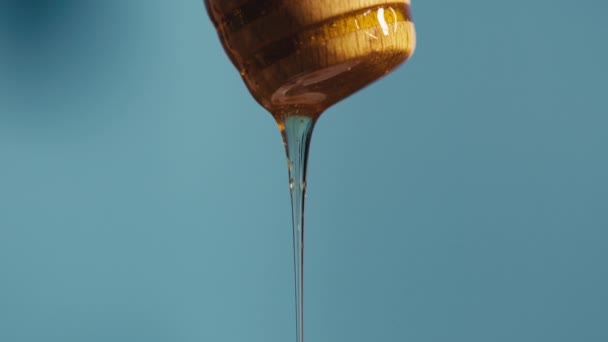 Close-up van heerlijke lepel van honing — Stockvideo